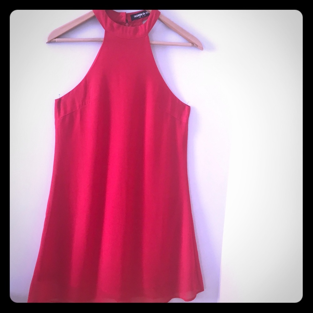 Adorable mini A-line halter dress